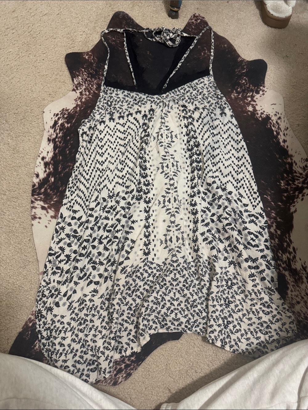 Angie Black and White Printed Mini Dress